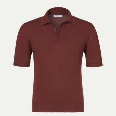 Cruciani cotton polo shirt in terracotta with short sleeves and ribbed hem, ideal for spring/summer 2025 fashion collections.