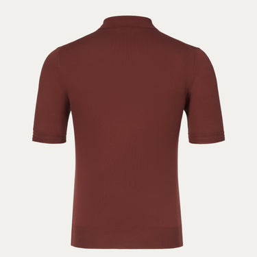 Back view of Cruciani terracotta cotton polo shirt showcasing seamless design and premium knit texture for a refined casual look.