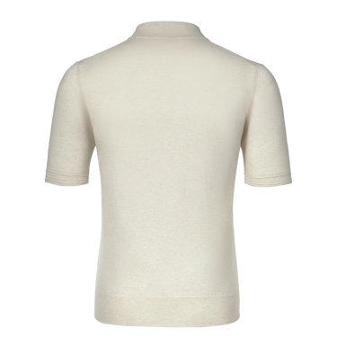 Back view of Cruciani Cotton Polo Shirt in Cream, showcasing the seamless design and premium fabric for refined summer wear.