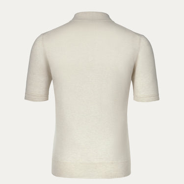 Back view of Cruciani Cotton Polo Shirt in Cream, showcasing the seamless design and premium fabric for refined summer wear.