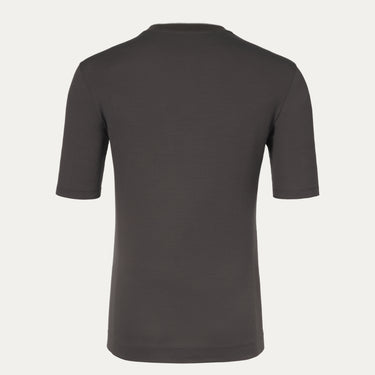 Back view of Cruciani Cotton T-Shirt in Dark Brown, showcasing minimalist design and fine tailoring for Spring/Summer 25.