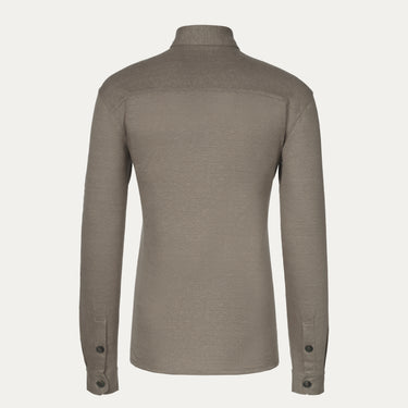 Back view of Cruciani Linen Shirt in Taupe showcasing clean tailoring and lightweight fabric, perfect for spring and summer outfits.