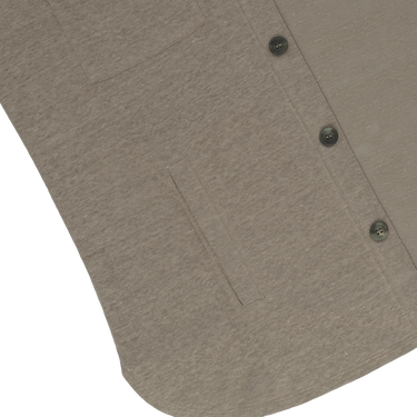 Close-up of Cruciani Linen Shirt in Taupe highlighting the front pocket and button detailing, crafted for refined seasonal style.
