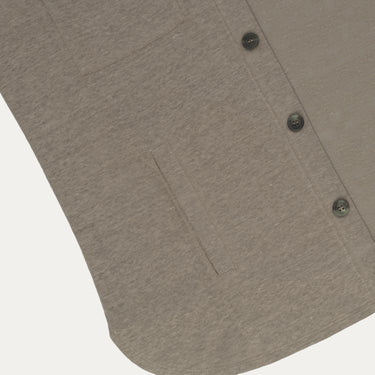 Close-up of Cruciani Linen Shirt in Taupe highlighting the front pocket and button detailing, crafted for refined seasonal style.