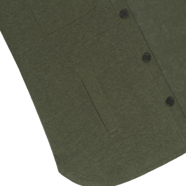 Close-up of Cruciani Linen Shirt in Dark Green highlighting the fine stitching and side pocket detail for a refined summer look.