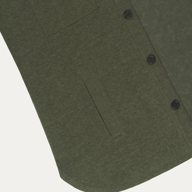 Close-up of Cruciani Linen Shirt in Dark Green highlighting the fine stitching and side pocket detail for a refined summer look.