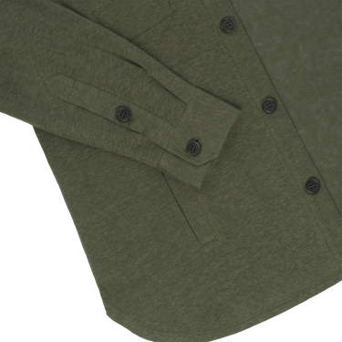 Detailed sleeve and cuff design of Cruciani Linen Shirt in Dark Green, featuring buttoned cuffs and premium linen texture.