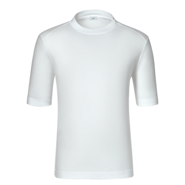 Malo Cotton Jersey T-Shirt in White with short sleeves and crew neck, ideal for spring/summer SS25 fashion. Premium minimalist design for men.