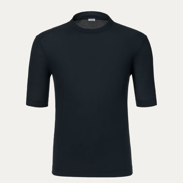 Malo Cotton Jersey T-Shirt in Midnight Blue with short sleeves and a tailored fit, ideal for spring/summer SS25 fashion collections.