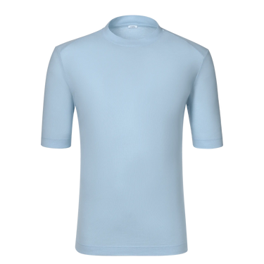 Malo Cotton Jersey T-Shirt in Light Blue with short sleeves and crew neck, ideal for spring/summer SS25 fashion collections.