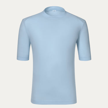 Malo Cotton Jersey T-Shirt in Light Blue with short sleeves and crew neck, ideal for spring/summer SS25 fashion collections.