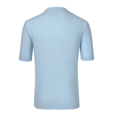 Back view of Malo Cotton Jersey T-Shirt in Light Blue, showcasing its clean, minimal design and premium fabric for SS25 apparel.