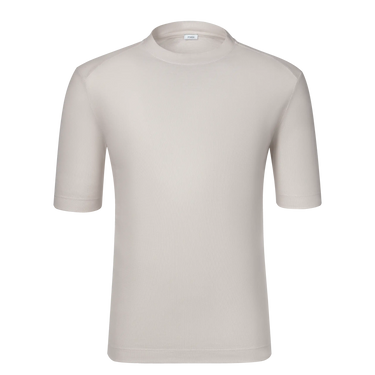 Malo Cotton Jersey T-Shirt in Light Beige with short sleeves and crew neck, ideal for SS25 minimalist summer fashion.