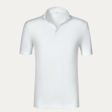 Malo Cotton Jersey Polo Shirt in White with short sleeves and open collar, ideal for spring/summer SS25 fashion at SARTALE.