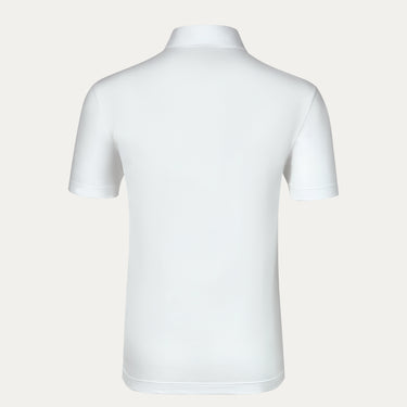 Back view of Malo Cotton Jersey Polo Shirt in White, showcasing clean lines and premium cotton fabric for modern summer style.