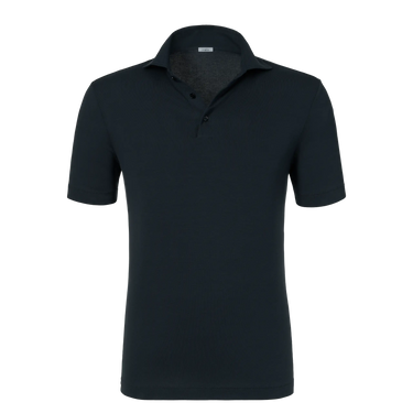 Malo Cotton Jersey Polo Shirt in Dark Blue with short sleeves and a classic collar, ideal for spring/summer SS25 fashion collections.