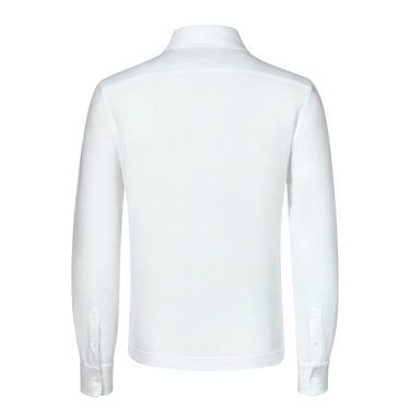 Back view of Malo Jersey Cotton Shirt in White, showcasing clean tailoring and premium cotton fabric for a refined summer look.