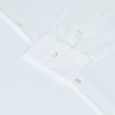 Detail of cuff and button stitching on Malo Jersey Cotton Shirt in White, emphasizing craftsmanship and luxury apparel quality.