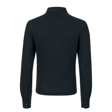 Back view of Malo Jersey Cotton Shirt in Midnight Blue, showcasing clean tailoring and premium cotton fabric for spring/summer wear.