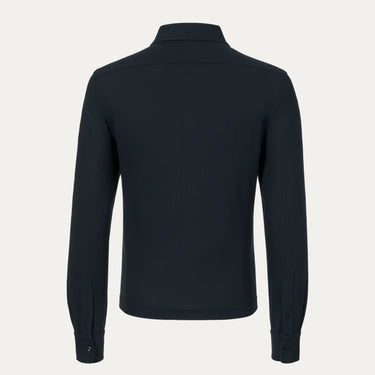 Back view of Malo Jersey Cotton Shirt in Midnight Blue, showcasing clean tailoring and premium cotton fabric for spring/summer wear.