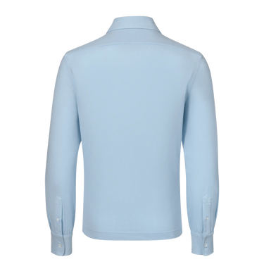 Back view of Malo Jersey Cotton Shirt in Light Blue, showcasing premium cotton fabric and tailored fit for SS25 apparel.