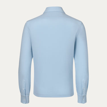 Back view of Malo Jersey Cotton Shirt in Light Blue, showcasing premium cotton fabric and tailored fit for SS25 apparel.