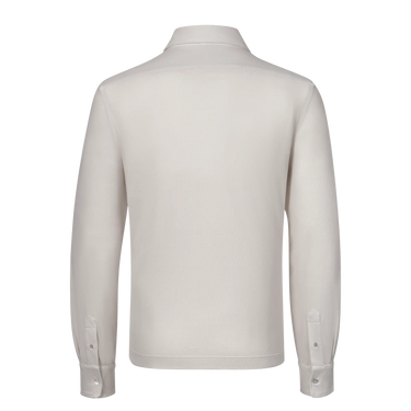 Back view of Malo Jersey Cotton Shirt in Beige, showcasing clean tailoring and premium cotton fabric for refined casual wear.