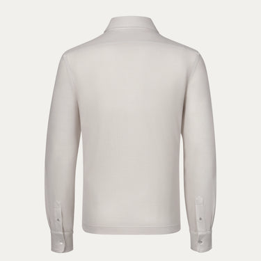 Back view of Malo Jersey Cotton Shirt in Beige, showcasing clean tailoring and premium cotton fabric for refined casual wear.