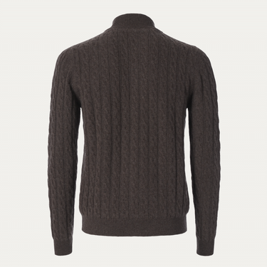 Kiton Cashmere Zip-Up Cardigan in Hazelnut - SARTALE