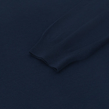 Detailed view of Malo pullover sleeve cuff in royal blue wool, emphasizing fine knit quality and craftsmanship, listed on SARTALE.