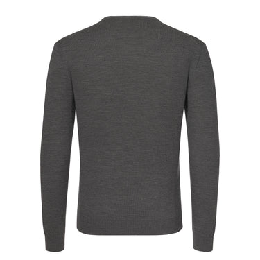Crew-Neck Wool Pullover in Dark Grey Melange