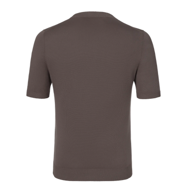 Back view of Malo Cotton Crew-Neck T-Shirt in Brown, showcasing minimalist design and fine knit texture for spring/summer wear.