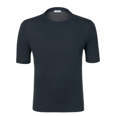 Malo Cotton Crew-Neck T-Shirt in Midnight Blue with short sleeves and ribbed hem, ideal for spring/summer SS25 fashion collections.