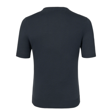 Back view of Malo Cotton Crew-Neck T-Shirt in Midnight Blue, showcasing clean design and premium cotton fabric for casual elegance.