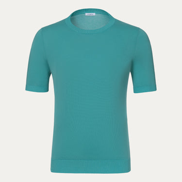 Cotton Crew-Neck T-Shirt in Turquoise
