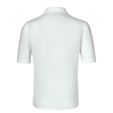 Back view of Malo Cotton Polo Shirt in White, showcasing clean tailoring and premium knit fabric from the SS25 SARTALE collection.