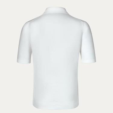Back view of Malo Cotton Polo Shirt in White, showcasing clean tailoring and premium knit fabric from the SS25 SARTALE collection.