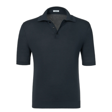 Cotton Polo Shirt in Night Blue