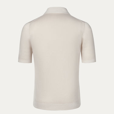Back view of Malo Cotton Polo Shirt in Beige, featuring a clean silhouette and premium knit texture, ideal for spring/summer wardrobes.
