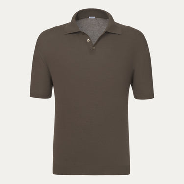Cotton Polo Knit-Shirt in Earth Brown