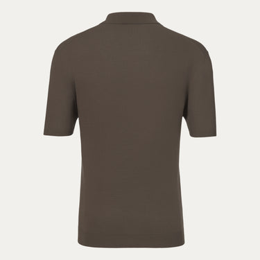 Cotton Polo Knit-Shirt in Earth Brown