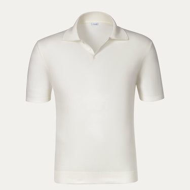 Malo cotton polo shirt in milk white with short sleeves and classic collar, ideal for summer wear. Premium knit texture for a refined casual look.