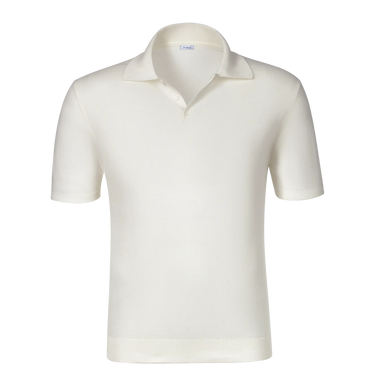 Malo cotton polo shirt in milk white with short sleeves and classic collar, ideal for summer wear. Premium knit texture for a refined casual look.