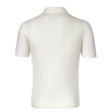 Back view of Malo milk white cotton polo shirt showcasing seamless design and soft fabric, perfect for SS25 apparel collections.