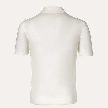 Back view of Malo milk white cotton polo shirt showcasing seamless design and soft fabric, perfect for SS25 apparel collections.