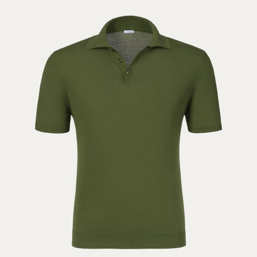Malo green cotton polo shirt with short sleeves and a tailored fit, featured in SARTALE's summer SS25 apparel collection.