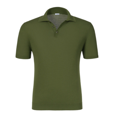Malo green cotton polo shirt with short sleeves and a tailored fit, featured in SARTALE's summer SS25 apparel collection.