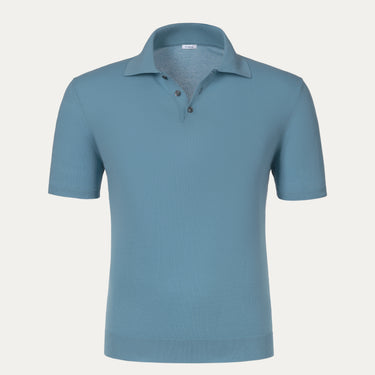 Malo light blue cotton polo shirt with short sleeves and classic collar, featured in SARTALE's SS25 summer collection.