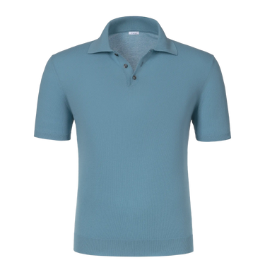 Malo light blue cotton polo shirt with short sleeves and classic collar, featured in SARTALE's SS25 summer collection.