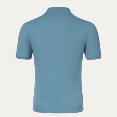 Back view of Malo light blue cotton polo shirt showcasing smooth knit texture and tailored summer fit from SARTALE.